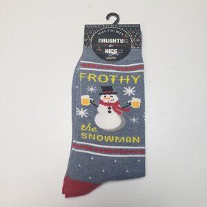 Frothy the Snowman Holiday Festive Socks Men's Sz 8-12 BRAND NEW!!!